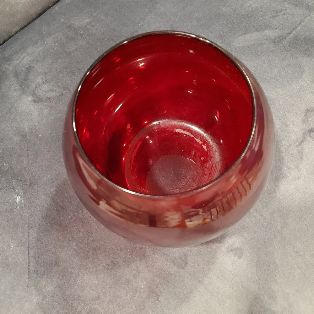 Red Glass Fishbowl Vase